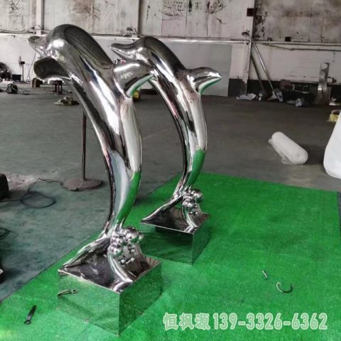 不锈钢校园海豚雕塑