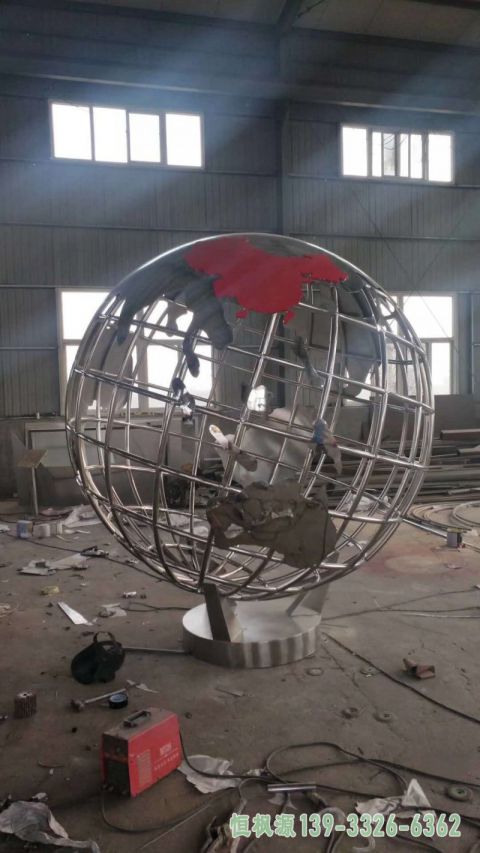 不锈钢地球仪企业艺术雕塑