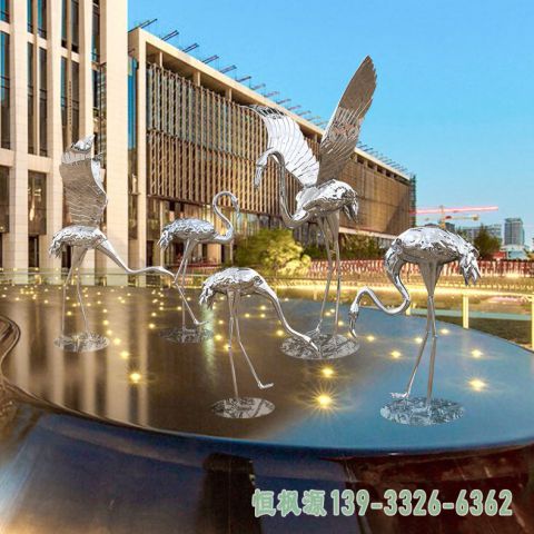都市火烈鸟不锈钢雕塑