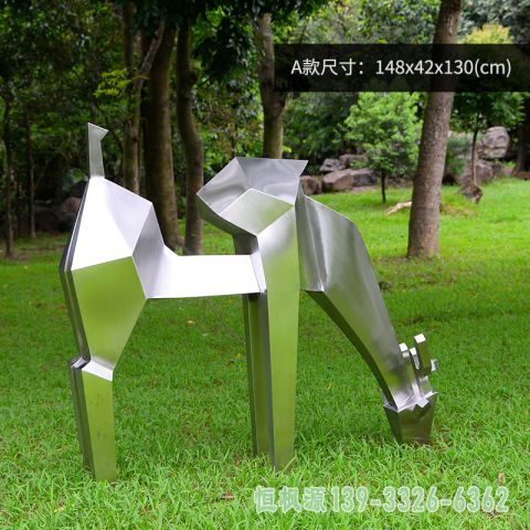 几何鹿公园不锈钢雕塑