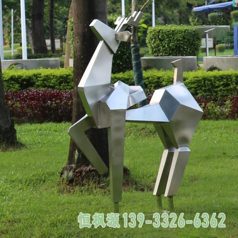 几何鹿园林不锈钢雕塑