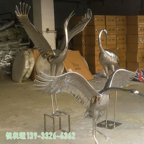 丹顶鹤不锈钢校园雕塑