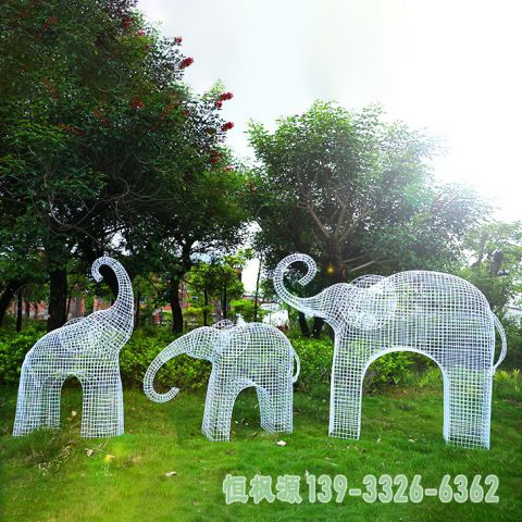 不锈钢大象校园景观雕塑