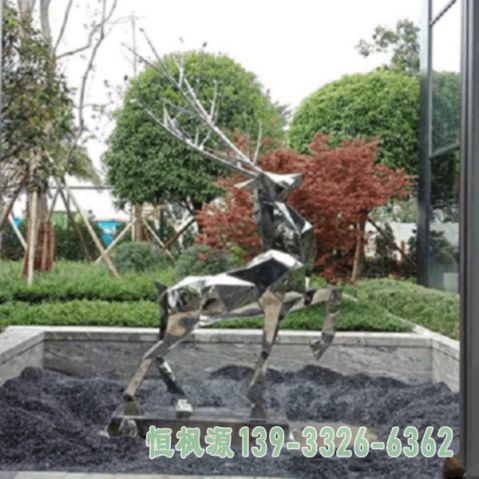 不锈钢小鹿校园雕塑