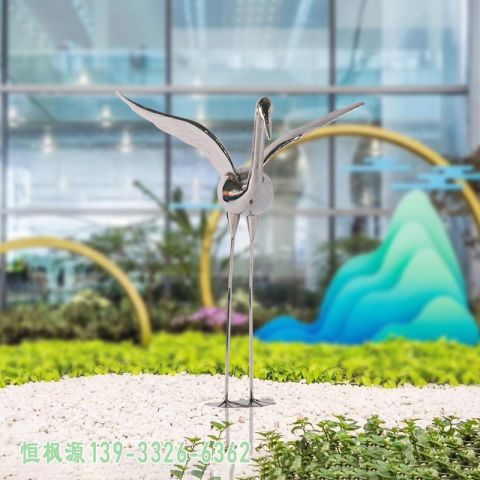 公园大型丹顶鹤不锈钢雕塑