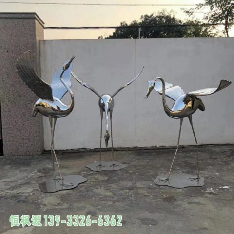 不锈钢丹顶鹤学校雕塑