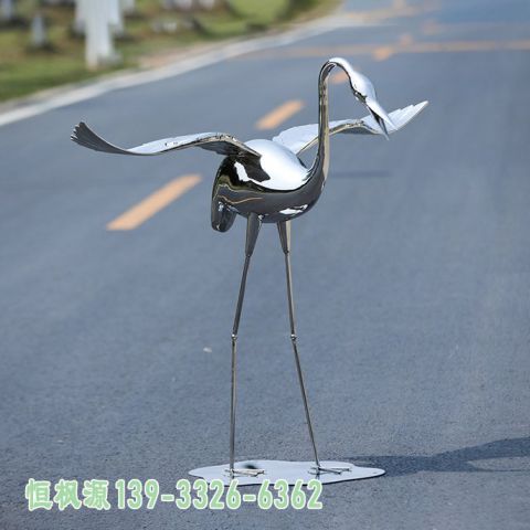 丹顶鹤造型不锈钢园林雕塑