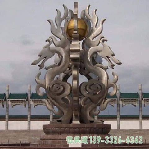 抽象龙校园不锈钢雕塑