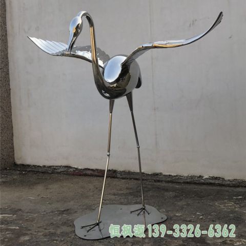 大型丹顶鹤广场不锈钢雕塑