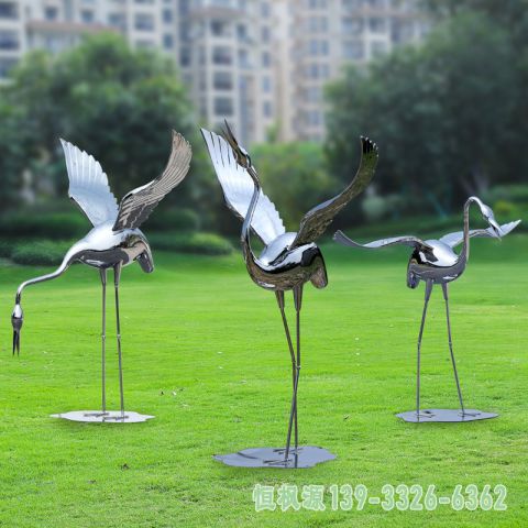 都市丹顶鹤不锈钢动物雕塑