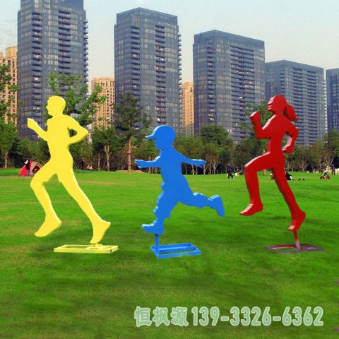 不锈钢跑步园林人物雕塑