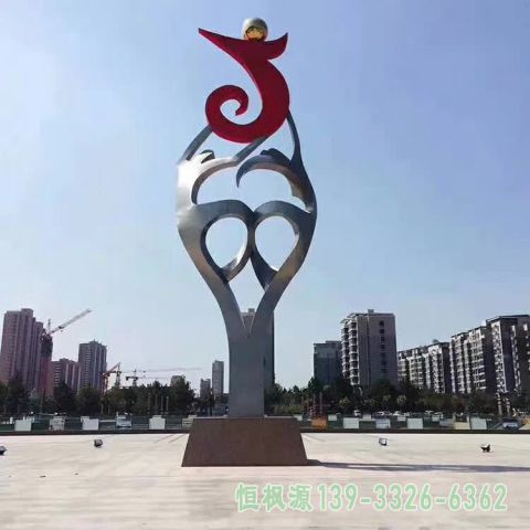 舞蹈小区不锈钢景观雕塑