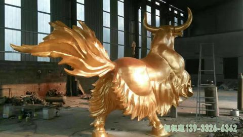 广场不锈钢抽象牛雕塑