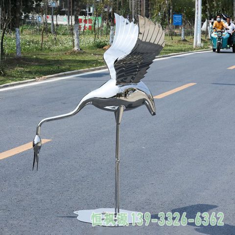 丹顶鹤户外不锈钢雕塑