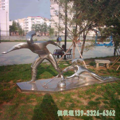 小区冰壶不锈钢景观雕塑