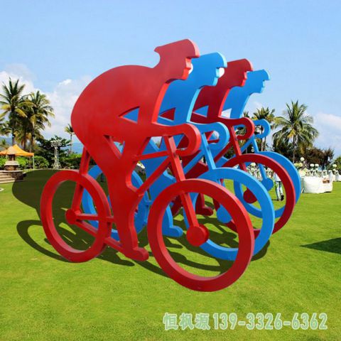 自行车校园不锈钢人物雕塑