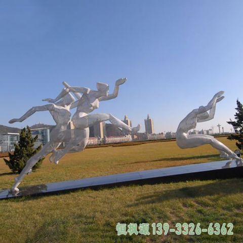城市跳远不锈钢雕塑