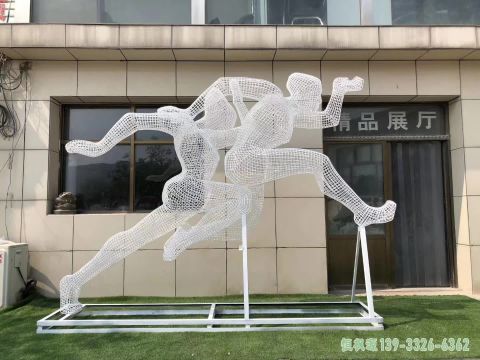 城市不锈钢跳远人物雕塑