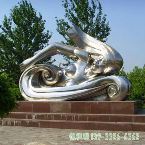 游泳不锈钢校园雕塑