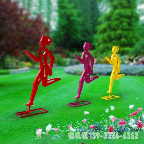 跑步人物不锈钢公园雕塑