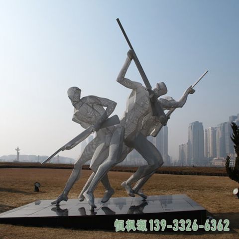 射击校园不锈钢景观雕塑