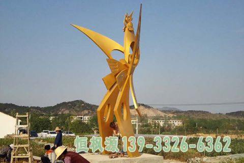 园林凤凰不锈钢抽象雕塑