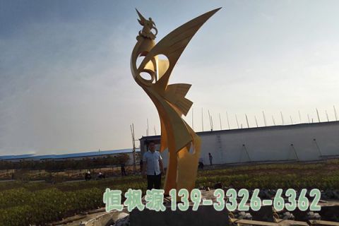 抽象凤凰校园不锈钢雕塑