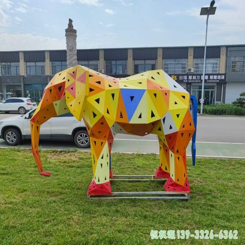彩绘大象城市不锈钢雕塑