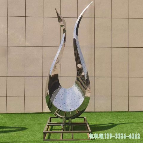 天鹅户外不锈钢抽象雕塑