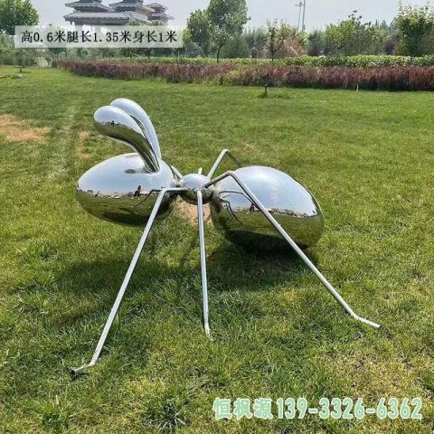 镜面蚂蚁园林不锈钢雕塑
