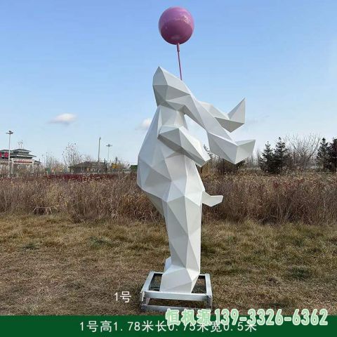 园林不锈钢气球小兔雕塑