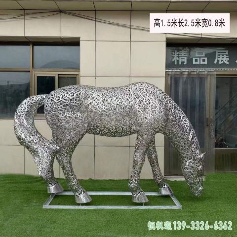 镂空马小区不锈钢雕塑