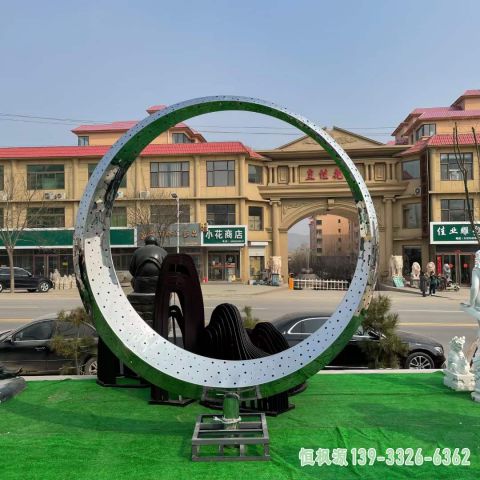 镜面圆环广场不锈钢雕塑