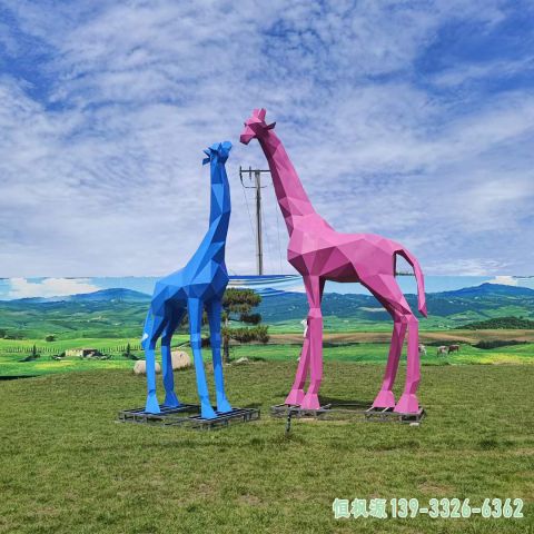 长颈鹿广场不锈钢动物雕塑