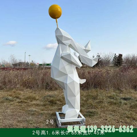 气球小兔园林不锈钢雕塑