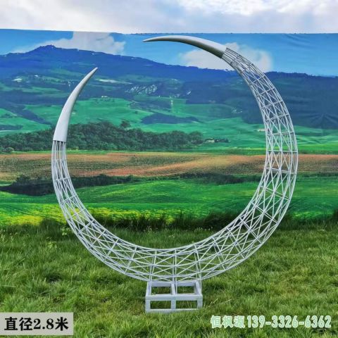 镂空月亮不锈钢园林雕塑