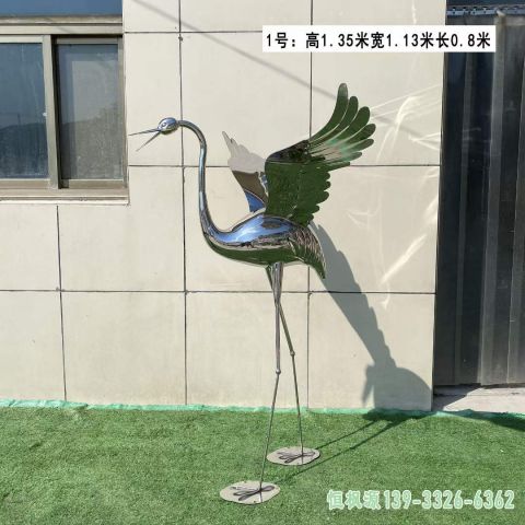 镜面仙鹤公园不锈钢艺术雕塑