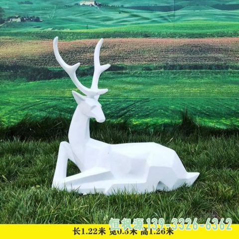 广场几何鹿不锈钢雕塑