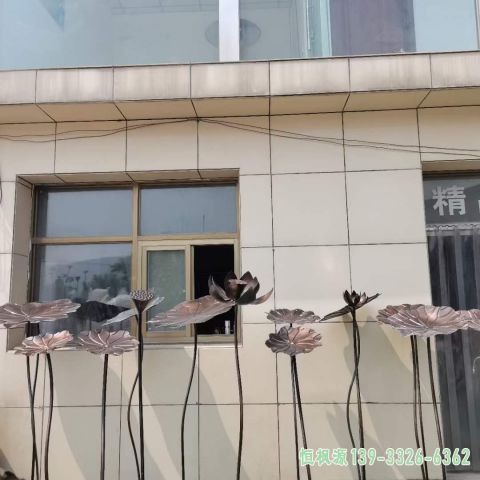 荷花不锈钢校园景观雕塑 