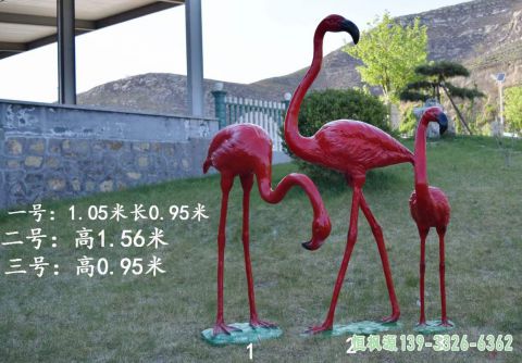火烈鸟不锈钢户外动物雕塑