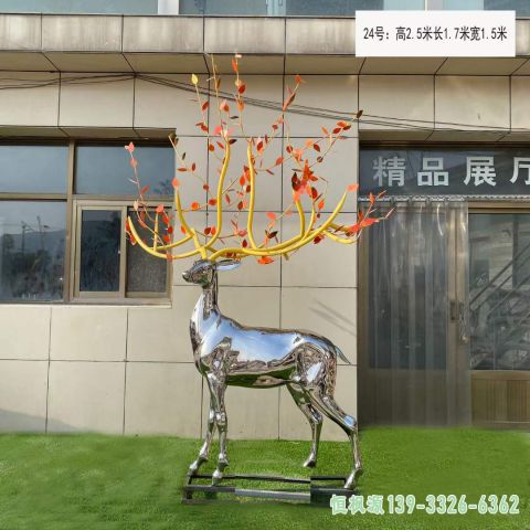 镜面鹿都市不锈钢雕塑