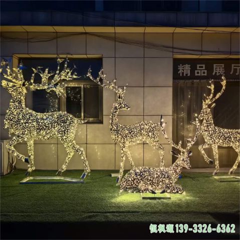 发光鹿小区不锈钢雕塑