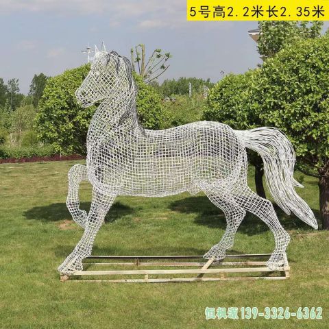 园林不锈钢镂空马艺术雕塑