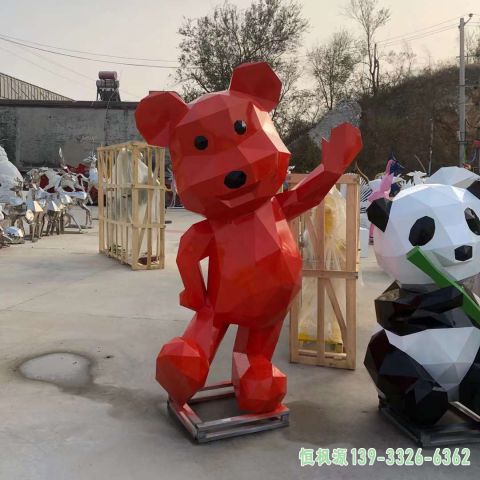 几何熊广场不锈钢雕塑
