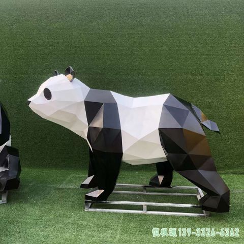 熊猫公园不锈钢动物雕塑