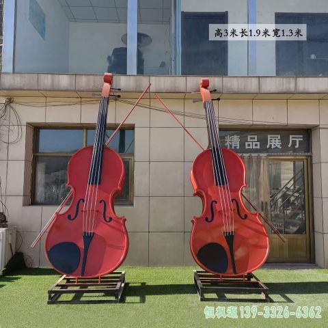 彩绘小提琴小区不锈钢景观雕塑