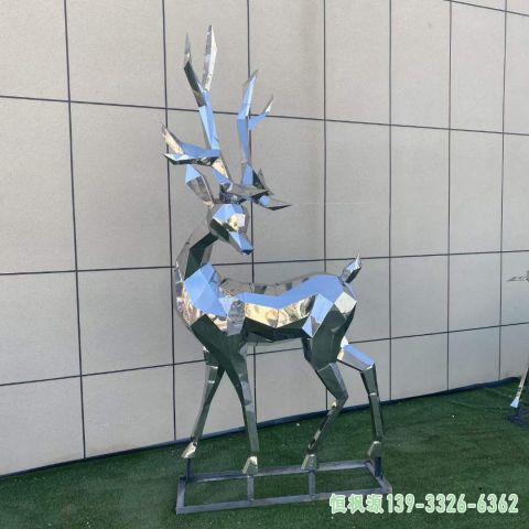 城市镜面鹿不锈钢艺术雕塑