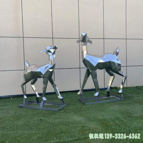几何鹿园林不锈钢艺术雕塑