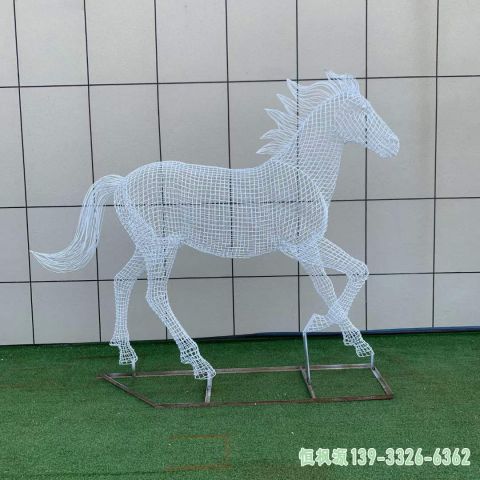 镂空马小区不锈钢艺术雕塑