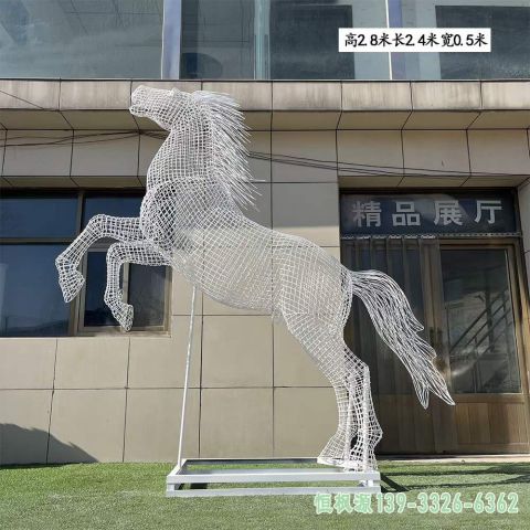 镂空马小区不锈钢动物雕塑